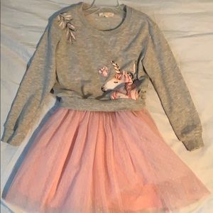 Pink tutu dress with unicorn sweatshirt